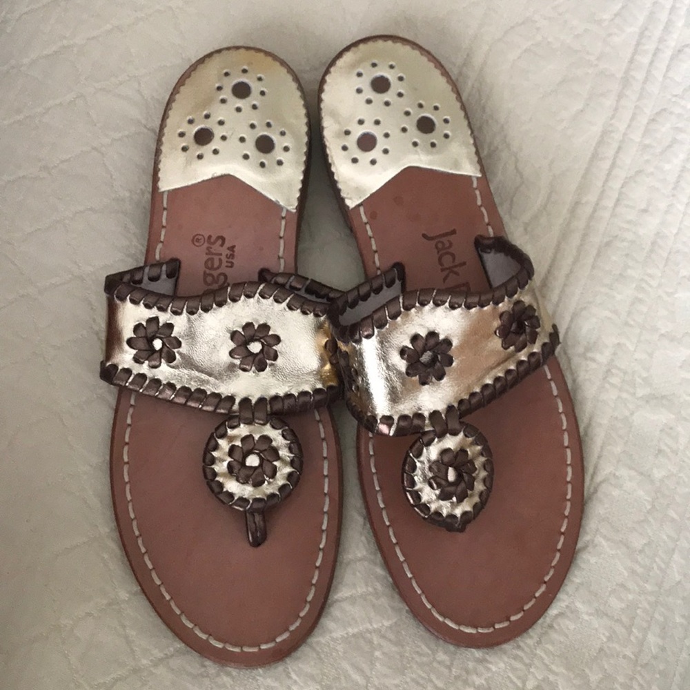 Sz 6 Gold/Brown Jack Rogers Sandals. Worn Once